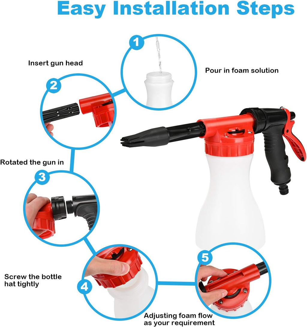 Car Foam Gun,    - Adjustable Ratio Dial Car Snow Soap Gun Fit Low Water Pressure Universal Standard Garden Hose, Blaster Car Washer Sprayer for Home Garden Use