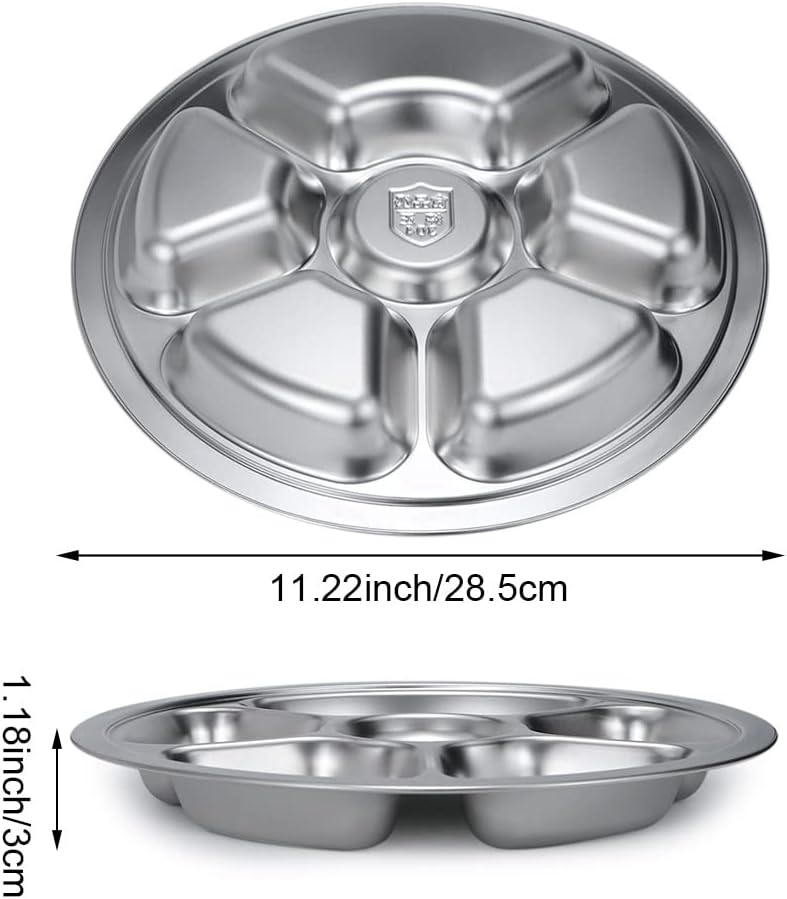 Stainless Steel Round Divided Plate 6 Sections