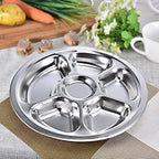 Stainless Steel Round Divided Plate 6 Sections