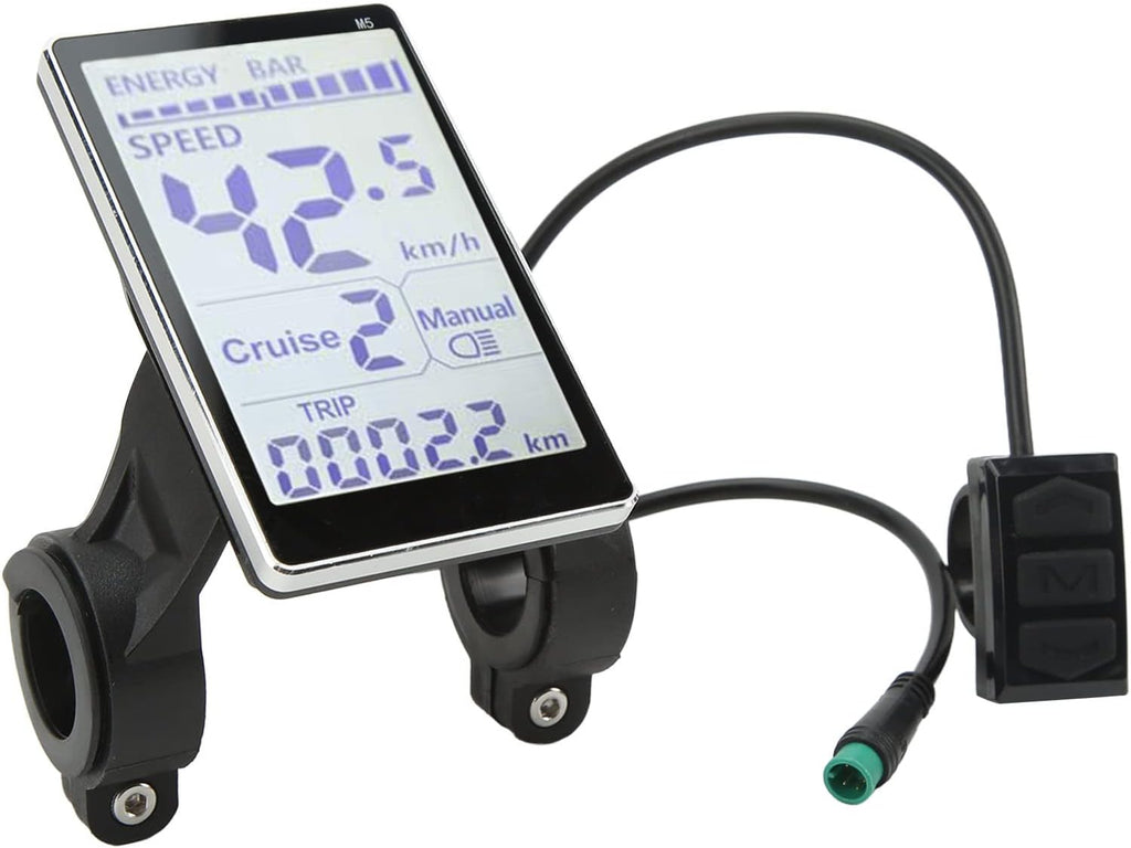 LCD Display, 24V 36V 48V 60V 5 Pin E Scooter M5 Panel Meter Screen Suitable for 31.8 22.2mm Handlebar Electric Bikes