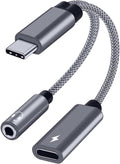 Samsung Galaxy S25 Headphone Adapter, USB C to AUX Mic Jack with PD 60W Fast Charging for Stereo, Earphones, Compatible with Samsung Galaxy S25/S25+/S25 Ultra/S24/S24+, Google Pixel 8/7