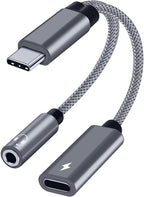 Samsung Galaxy S25 Headphone Adapter, USB C to AUX Mic Jack with PD 60W Fast Charging for Stereo, Earphones, Compatible with Samsung Galaxy S25/S25+/S25 Ultra/S24/S24+, Google Pixel 8/7