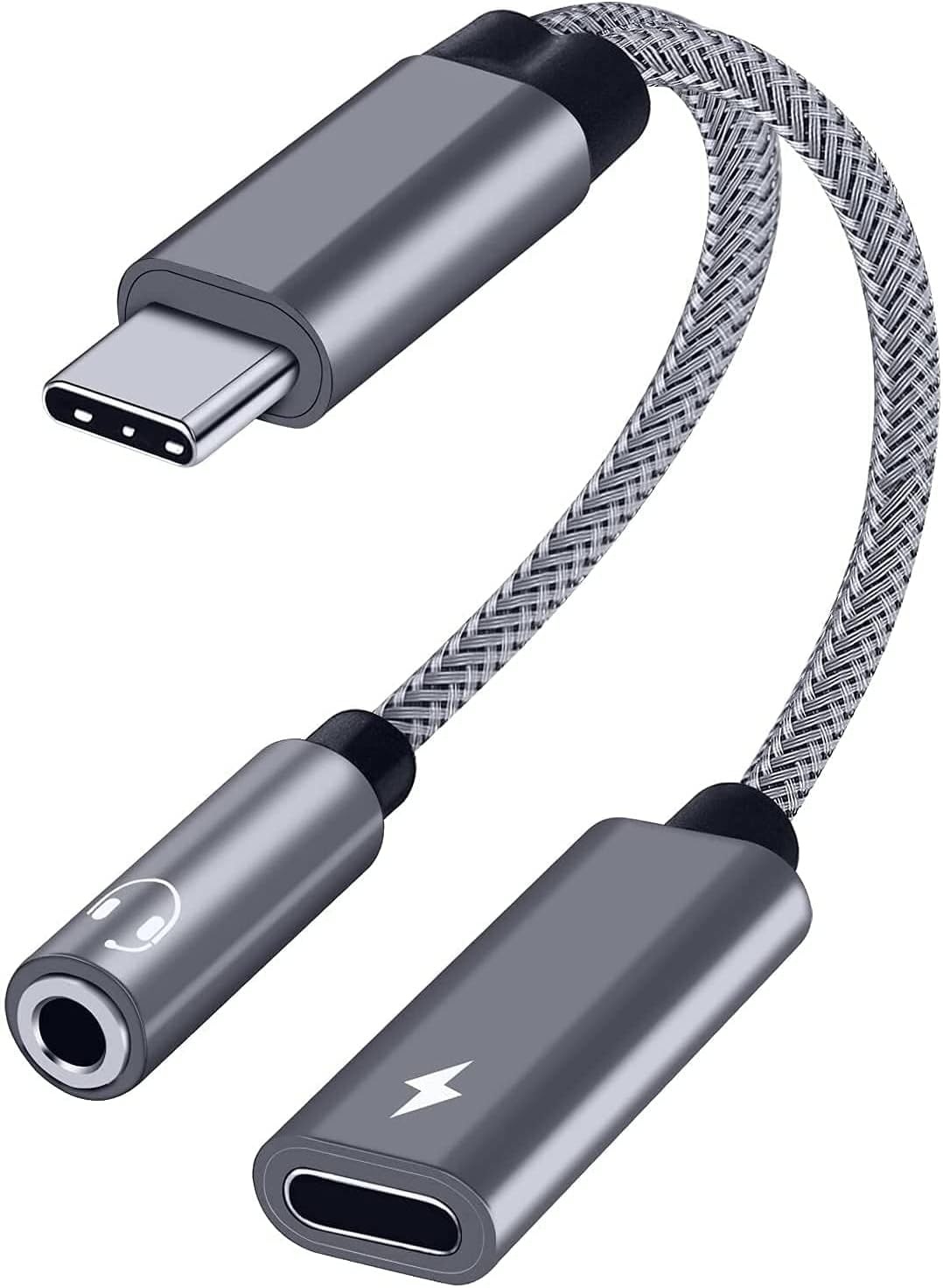 Samsung Galaxy S25 Headphone Adapter, USB C to AUX Mic Jack with PD 60W Fast Charging for Stereo, Earphones, Compatible with Samsung Galaxy S25/S25+/S25 Ultra/S24/S24+, Google Pixel 8/7