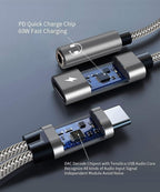 Samsung Galaxy S25 Headphone Adapter, USB C to AUX Mic Jack with PD 60W Fast Charging for Stereo, Earphones, Compatible with Samsung Galaxy S25/S25+/S25 Ultra/S24/S24+, Google Pixel 8/7