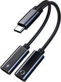 USB C Splitter, Dual USB C Headphones and Charger Adapter with PD 60W Fast Charging for iPhone 16/16Pro/16Pro Max, Pixel 8 7 6XL,Samsung Galaxy S25 S24 S23 S22+ Note 20 and More