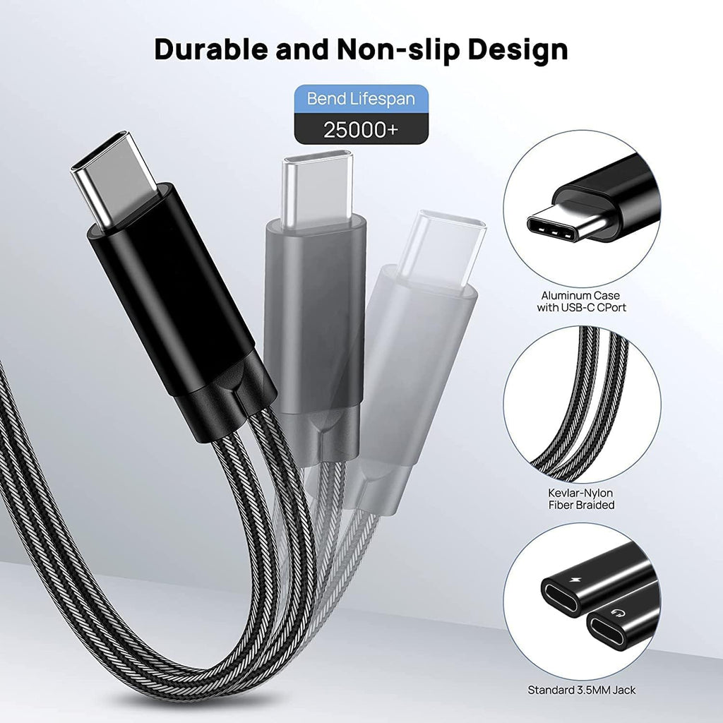 USB C Splitter, Dual USB C Headphones and Charger Adapter with PD 60W Fast Charging for iPhone 16/16Pro/16Pro Max, Pixel 8 7 6XL,Samsung Galaxy S25 S24 S23 S22+ Note 20 and More