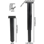 (25-42cm, black) Set of 4 strong adjustable metal furniture legs-YuJia
