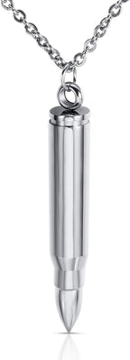 3PCS Personalized Stainless Steel Bullet Urn Necklace Keepsake Memorial Ashes Urn Necklaces for Men