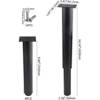 (25-42 cm, black) Set of 4 sturdy adjustable metal furniture legs