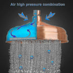 Copper High Pressure Rain Shower Head 20cm 8 Inch Adjustable Angle Fixed Mount Gold