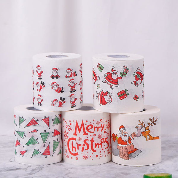 Christmas Toilet Paper 5 Rolls for Home Office Restroom Holiday Decor