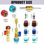 Professional Car AC Repair Kit with Quick Release for R134A Systems, Schrader Valve Core Removal Tool Compatible with High and Low Pressure