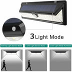 Solar Wall Light - 118 LED Solar Lamp 1000 Lumen Wall Light PIR Motion Sensor IP65 Waterproof Outdoor Garden..DEBUNS