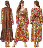 60s costume women, hippie women's dress set, 70s disco halloween outfits, hippie clothing women's costume, 60s clothing accessories L