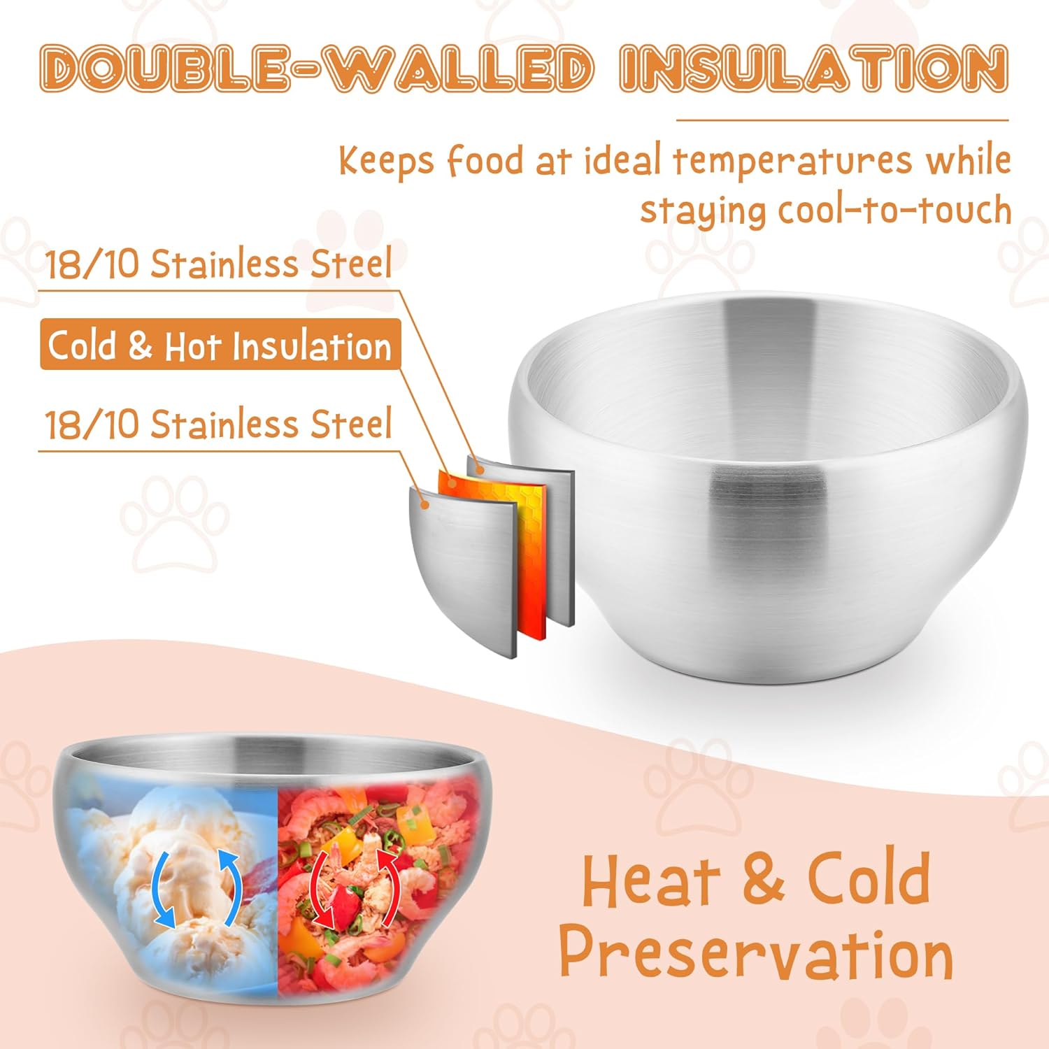 Stainless Steel Bowls for Kids-6 Pack, 12OZ Double Walled Baby Toddler Bowls for Baby Food/Cereal/Snack, 18/10 Non-Toxic Metal & Unbreakable, Dishwasher Safe