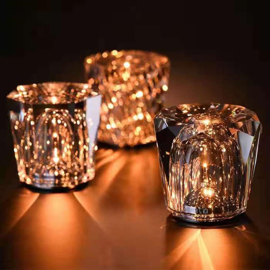 Crystal Table Lamp, Eye-Caring Night Light, 3 Color Lights Dimmerable Desk Lamp, Atmosphere Lamp for Kids, Baby, Living Room, Office (Color : Style1)