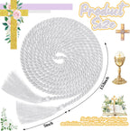 153 Inch Cincture Clergy Rope with Tassels Monks Religious Rites Celebrating Masses Alba Robes Vestments Ceremonial Decor of Christian Denominations for Priest Deacon Altar Server (White)