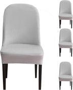 Curved Dining Room Chair Covers,Round Back Dining Chair Slipcovers, Curved Thick Plush Office Chair Covers Slipcovers, Wingback Dining Chair Covers Slipcovers Dining Room Chair Protectors(Silver gray,