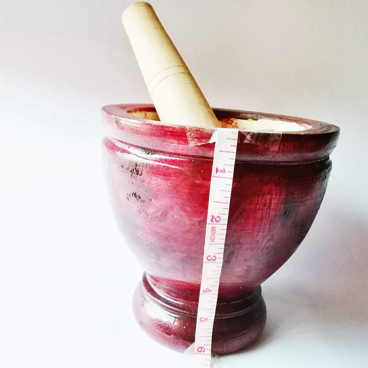 Wooden Mortar 6" Pestle Grinding Herb Garlic Papaya Salad Som Tum Thai Kitchen Tool 1 Set