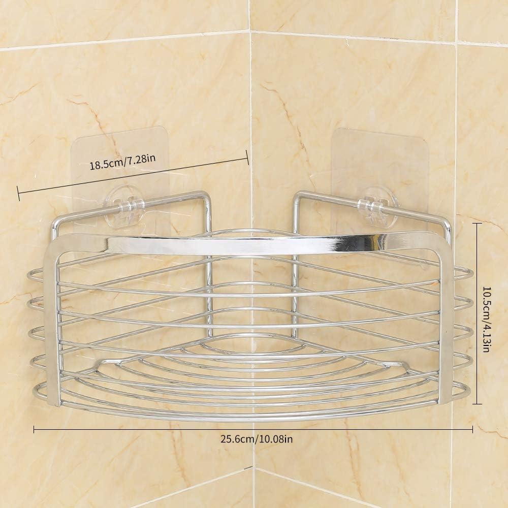Rustproof Hanging Corner Shower Caddy, Wall Mounted Adhesive Bathroom Shower Shelf Storage Organizer Basket, No Drilling Stainless Steel Soap Sponge Shampoo Conditioner Holder Kitchen Rack