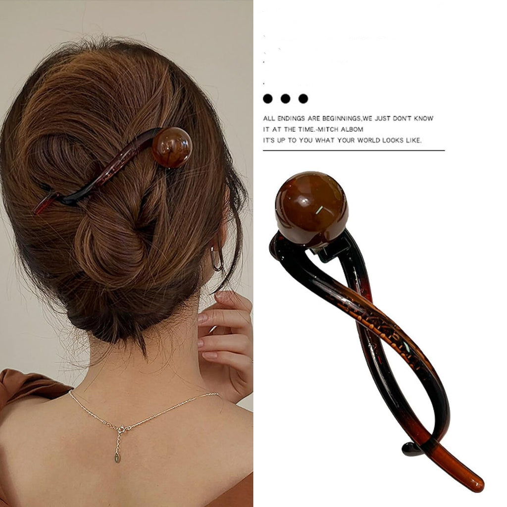 Simple retro beaded hair clip, new hair twist clip on the back of the head, fashionable and versatile headwear slotted clip