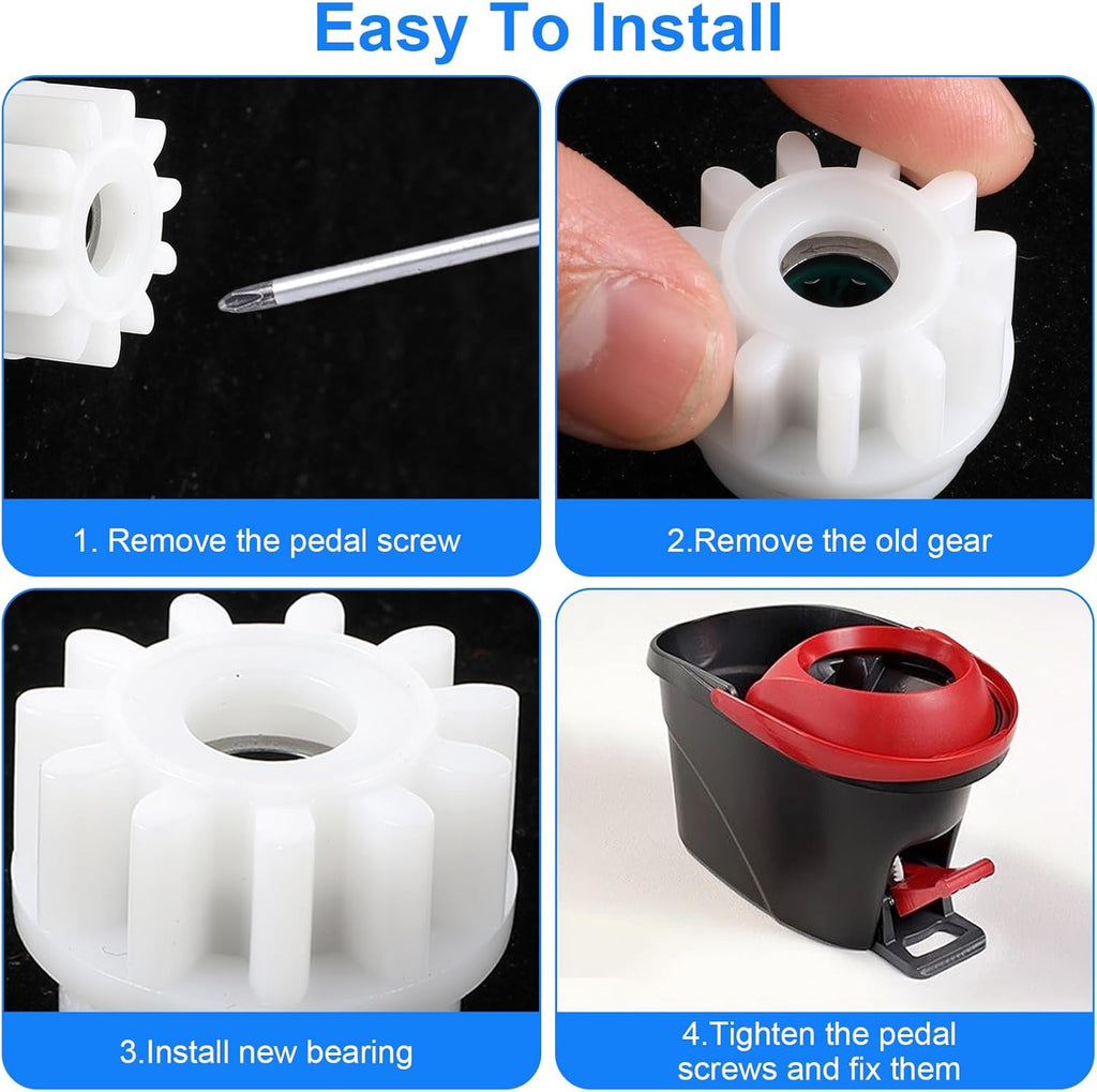 6Pcs Spin Mop Replacement Parts, Spin Mop Bucket Clutch Bearing Gear Replacement Compatible with Ocedar, One Way Bearing Bucket Gears Pedal Repair Replacement for Vileda and More Rotation Mop