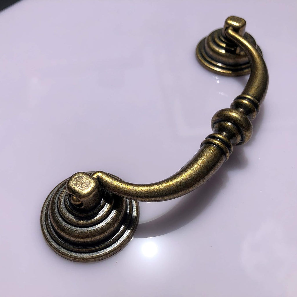 10 Pack  4.25"Hole Center Shabby Chic Drawer Pulls Handles Antique Bronze Kitchen Cabinet Drop Bail Pulls Handles (108mm/Antique Brozne)