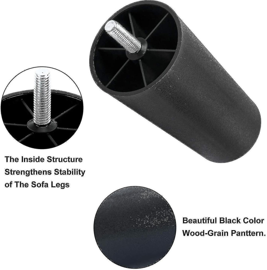 Sofa Replacement Legs 4-Pack Plastic Furniture Legs with Mounting Plates, Compatible with yux Model