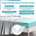 Invisible Sheet and Bed Cover Fastener Set of 4 White Keeps Sheets Tight Removable Storable