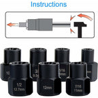 Socket Wrench Set with Nut Extractor For Damaged Bolts 13 Pieces