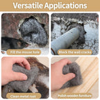Steel Wool for Mice Control,4 Pack of 3.1" x13 Ft Steel Wool,Gap Filler for House & Garage,Keep Mice Away from Holes, Siding, Pipeline, Vents in Garden, House, Hardware DIY Kit（ #1 Coarse）
