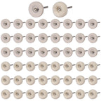 50 PCS 1 Inch Wool Felt Polishing Accessory Kits, 25 Each Spherical/Flat Buffing Wheels for Proxxon Dremel Rotary Tool - 1/8" Shank, Ideal for Wood Metal Jewelry and Glass Polishing