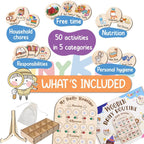 Daily Routine Chart for Kids, Visual Schedule, Routine Chart for Toddlers 3-5, Morning Bedtime Routine Chart for Toddlers, Wooden Chore Chart for Kids