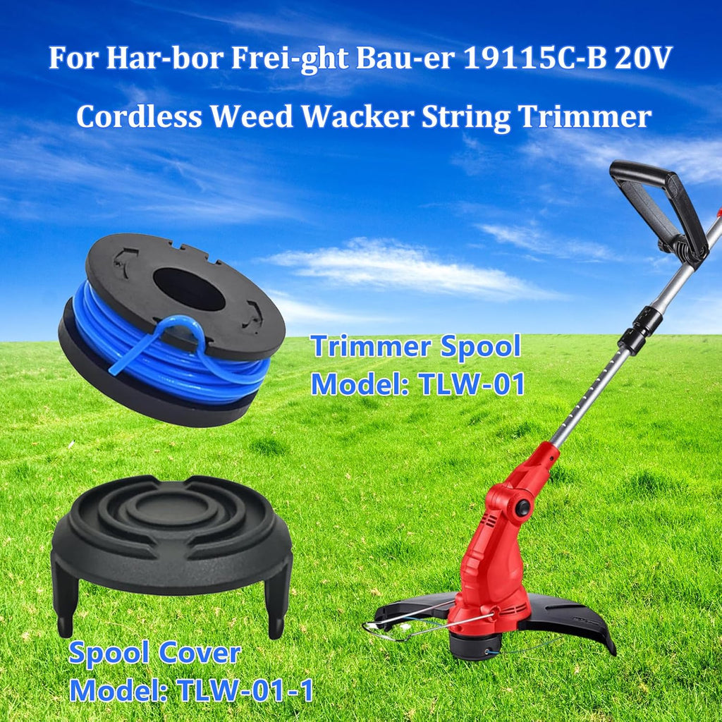 10-Pack String Trimmer Spool for Harbor Freight Bauer 19115C-B 20V Cordless String Trimmer, 0.065" 10Ft Weed Eater Spool Line (8 Line Spool+2 Cap)