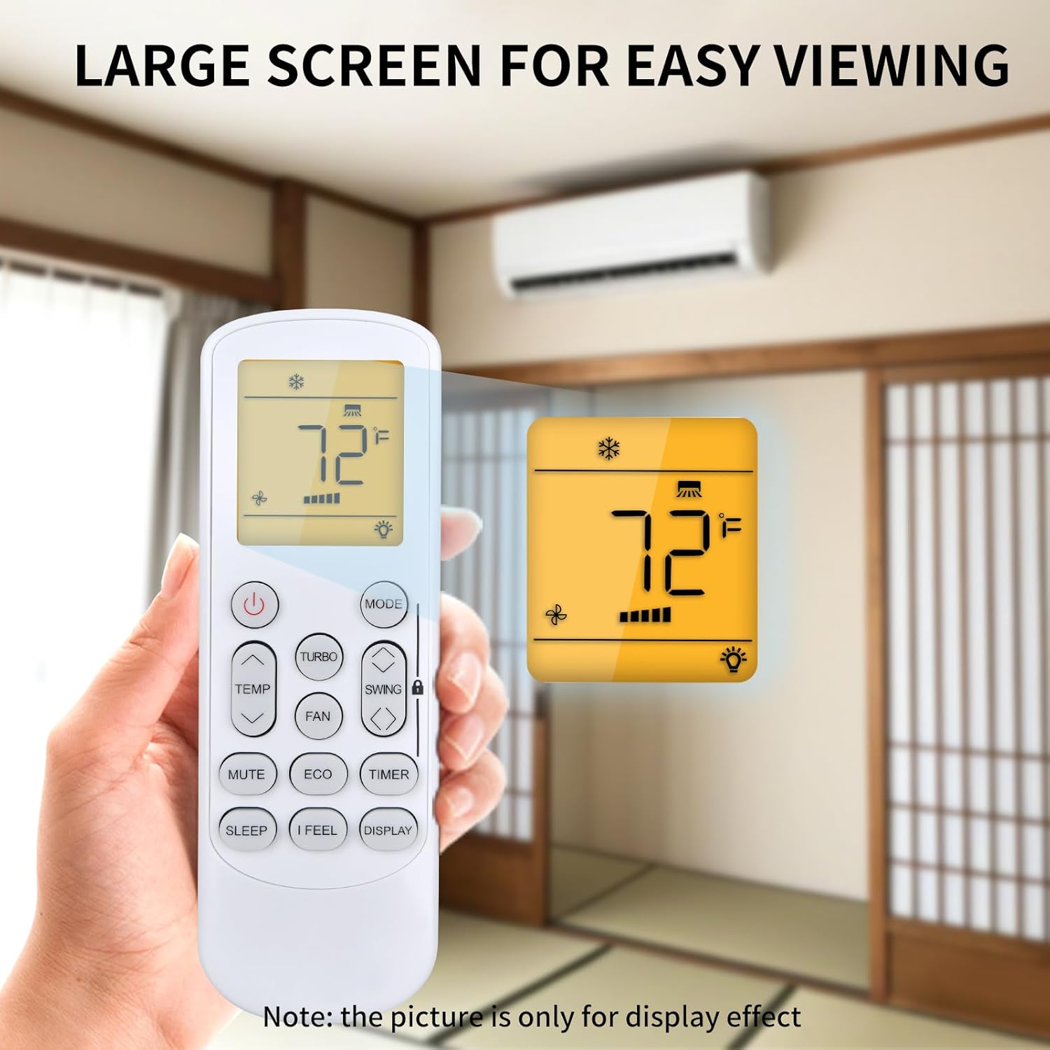 Replacement Remote Control GYKQ-78 Compatible with Pioneer Diamante Air Conditioner - with Orange Backlit and Fahrenheit Display