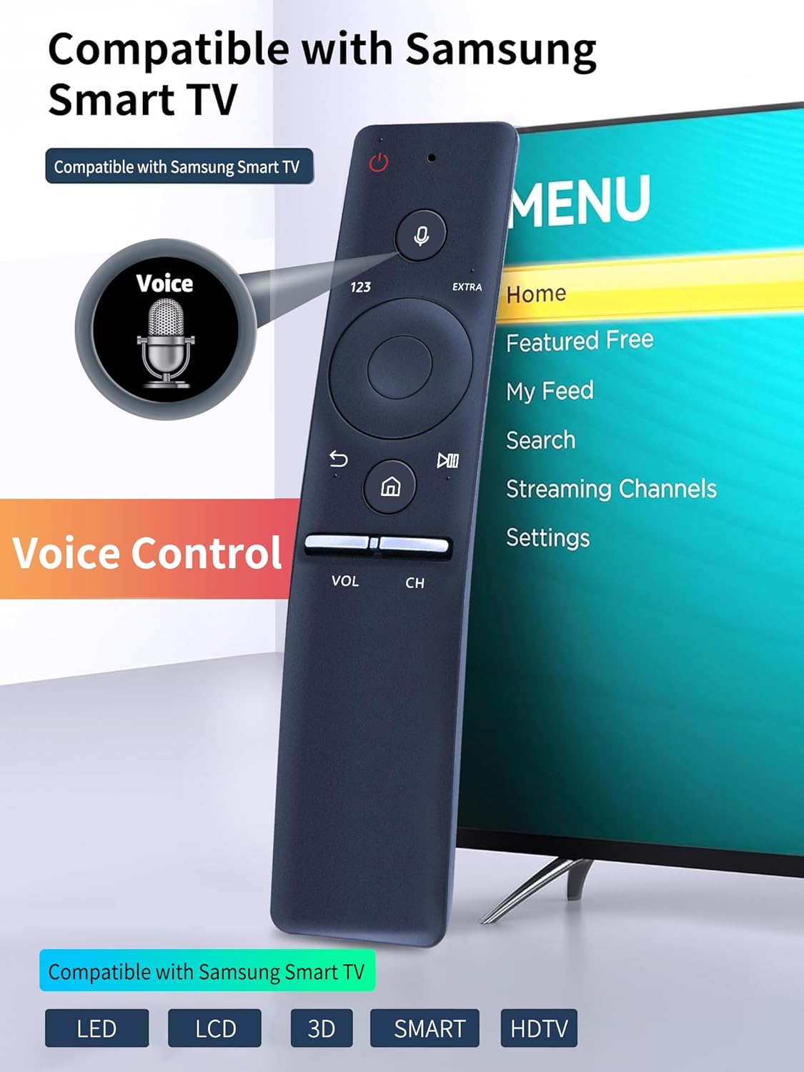 BN59-01241A Sub BN59-01242A Voice Mic Replacement Remote Control for Samsung Smart TV UN43KU7500F UN49KU7000F UN49KS8000FXZA UN55KS8000FXZA UN60KS8000FXZA UN65KS8000FXZA UN49KS8500FXZA UN65KS8500F