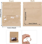 100Pcs 7×9cm Sealable Kraft Paper Bag with Transparent Window, 2.7×3.5'' Seed Coin Envelope Bags for Flower Vegetable Food Seeds Storage, Coffee Bags, Business Sample Bag