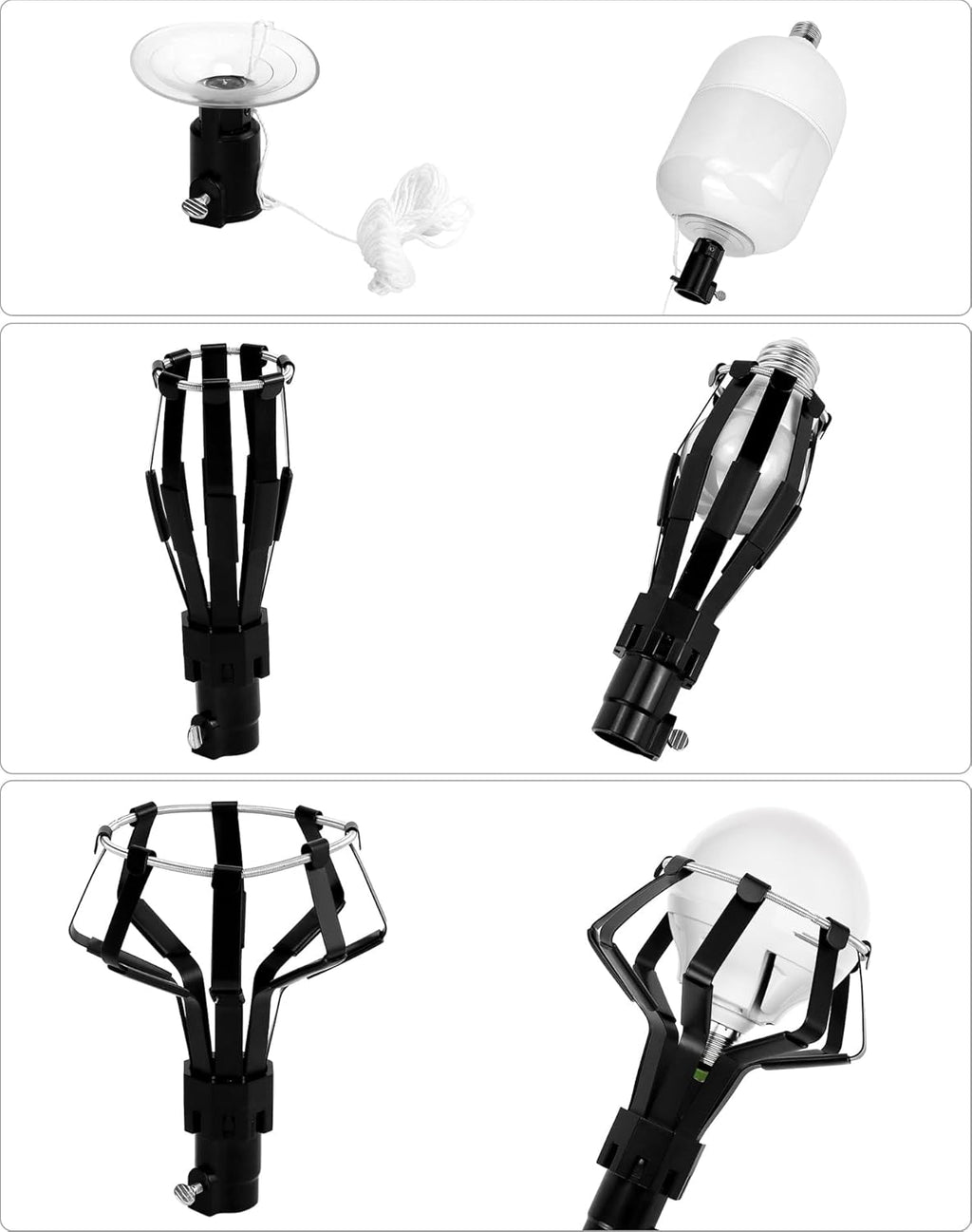 Professional Light Bulb Changer Kit - 3 Piece Set - Extension Pole Compatible, for High Ceiling Incandescent Bulbs with Standard, Floodlight & Recessed Changer