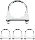 Stainless Steel U-Bolt Muffler/Exhaust Clamp (2.5" Diameter), 4 Pack U-Bolt Muffler Tip Exhaust Hook