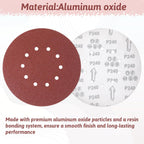 50 Pcs 9-Inch 10-Hole Drywall Sanding Discs Set, 10 Each of 60 80 120 150 240 Grits Hook-and-Loop Sanding Discs for 9" Drywall Sander, Wood Furniture Finishing