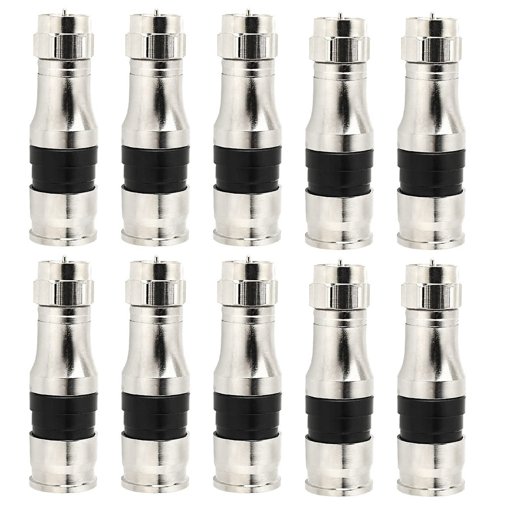 RG11 Connectors 10 Pack,F Type Connectors,RG11 Coax Cable Compression Fitting with Weather Seal O Ring