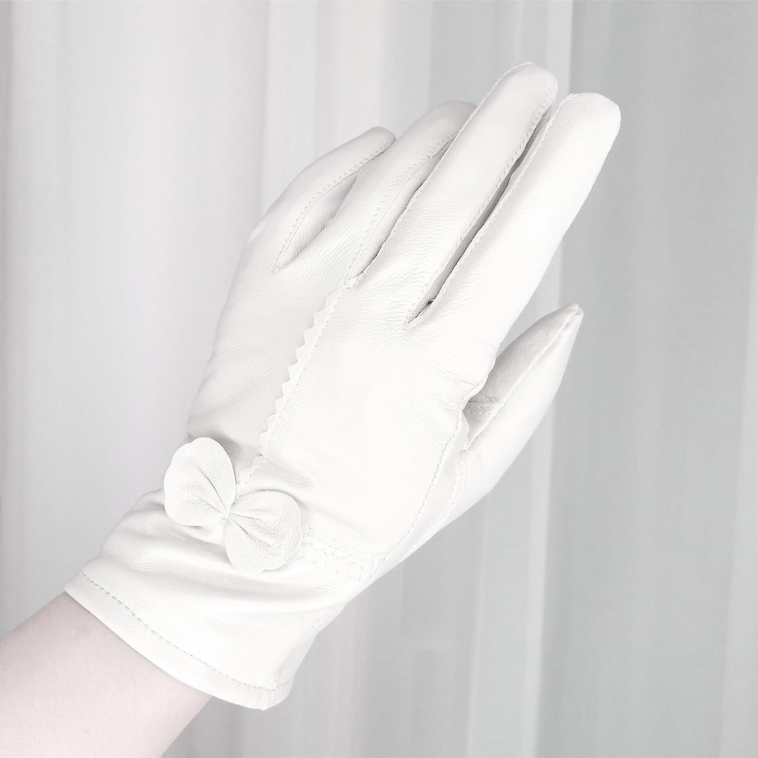 Women Leather Gloves Winter Warm Real Lambskin Fleece Lined Driving Gloves