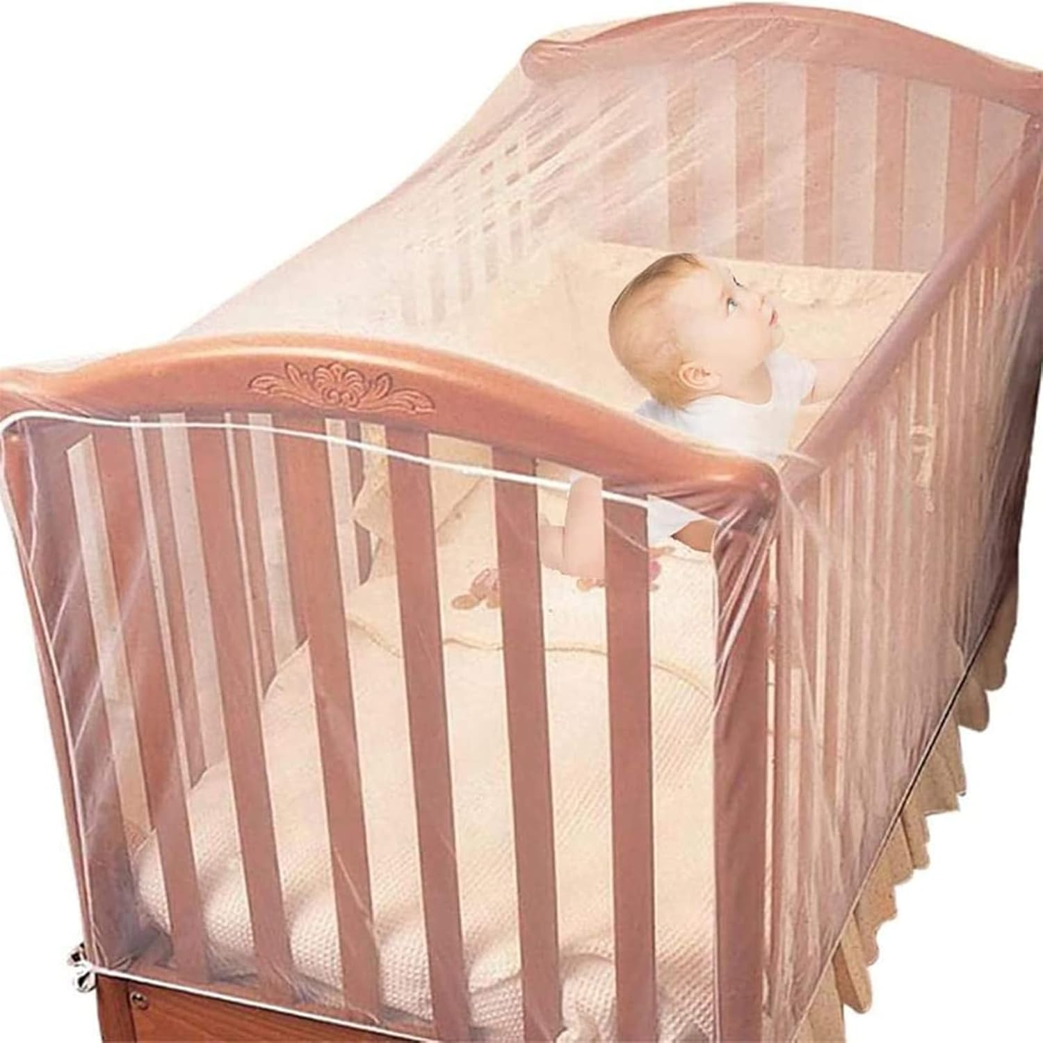 Crib Mosquito Net, Universal Size Mesh Crib Netting Mosquito Nets for Children Ultra-Dense Net for Avoiding Kid from Insect Biting Bed Netting Cover Adjustable Crib Safety Tent Mosquito Cover