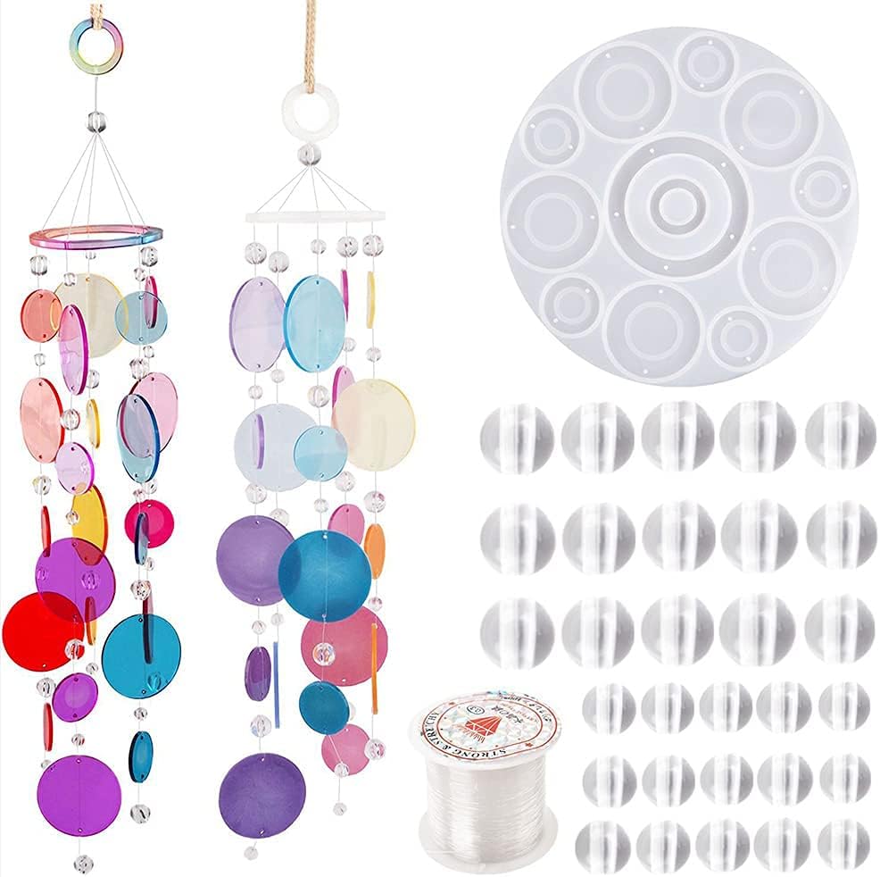 Wind Chimes Resin Mold,Silicone Molds for Epoxy Resin,Resin Casting with String Wall Hanging Windchimes Making Kit,DIY Art Craft Bell Window Home Decorations