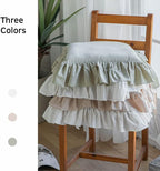 Ruffled Chair Cushions with Ties Elegant Vintage Cotton Chair Pads Soft Cotton Filled Seat Cushion for Farmhouse Home Kitchen Dining,Flesh,37 * 37cm