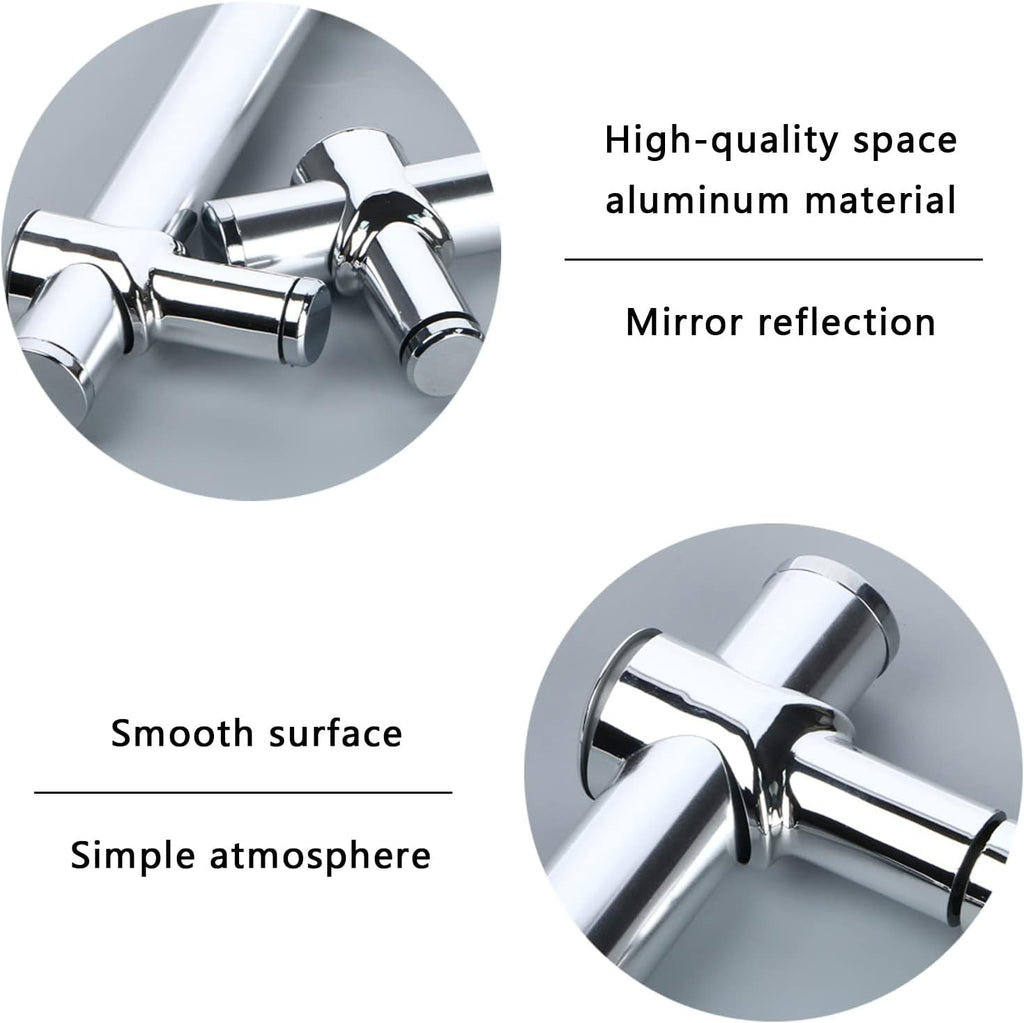 Metal Shower Glass Door Handle, Interior Shower Single Side Door Handle Grab Bar with Accessories Sets - Stainless Steel, Adjustable Hole Distance (Size : 350mm)