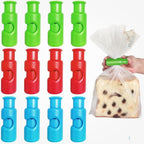 New Squeeze Clips for Chips & Other Food Bags - Grip Sticks & Sealers - Snack Closure - Plastic Sealing Clip for Bread - Colorful 12PC