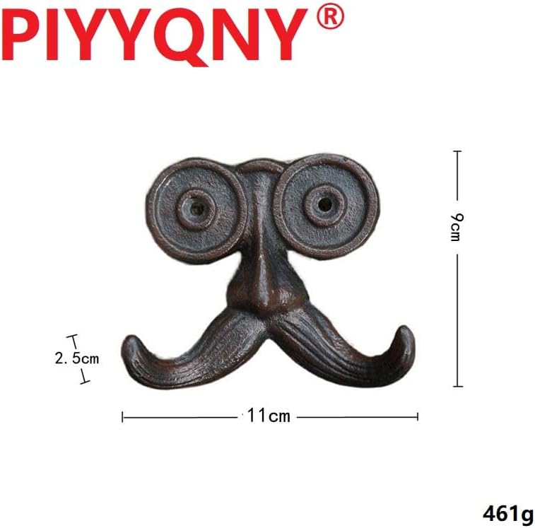 2 Pack Wall Hooks Cast Iron Mustache Hook Vintage Coat Hook Wall Mounted Coat Hooks Country House Double Hook Suitable for Garden Kitchen Utensils(Vintage Black)