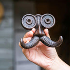 2 Pack Wall Hooks Cast Iron Mustache Hook Vintage Coat Hook Wall Mounted Coat Hooks Country House Double Hook Suitable for Garden Kitchen Utensils(Vintage Black)