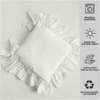 Farmhouse Indoor Chair Cushions for Dining Non-Slip Rocking Chair Cushions with Zipper Ruffled Cotton Seat Cushion for Kitchen White Retro Chair Pads with Ties 14.5''×14.5''